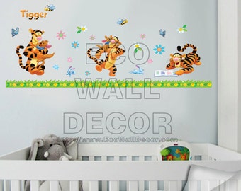 PEEL and STICK Kids Nursery Removable Vinyl Wall Sticker Mural Decal Art - Winnie the Pooh Tiggers Playing & Fun