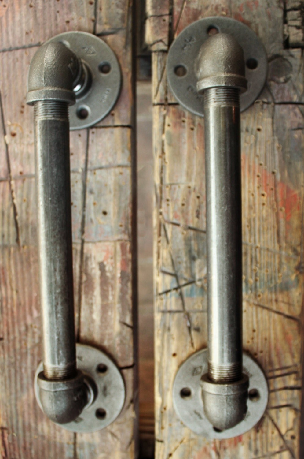 2 Industrial Door Handles Galvanized Pipe Door pulls