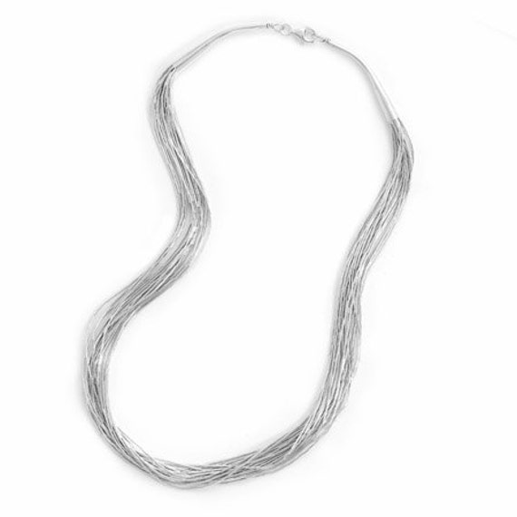 Sterling Silver 20 Strand Liquid Silver Necklace 18 20 24 30
