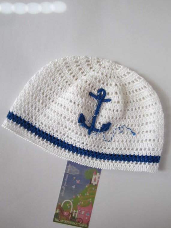 Items similar to Nautical Boys Sun Hats Crochet Panama Hat White Sailor