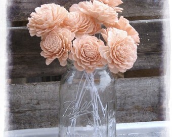 Sola Wood Flowers 2" Peach Sola Flowers Stemmed OR Without Stems Bellini Peachy Pink Set of 12 Sola Zinnia DIY Bride Wedding Bouquet