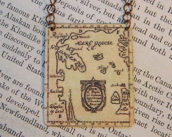 Viking necklace Viking jewelry wearable art Viking Map