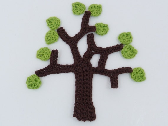 Crochet Crochet Applique 1 Crochet Tree And 10 Crochet Leaves