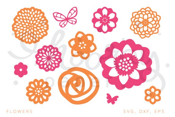 Download Flowers SVG DXF Cutting Files Butterfly Rose Daisy by ...