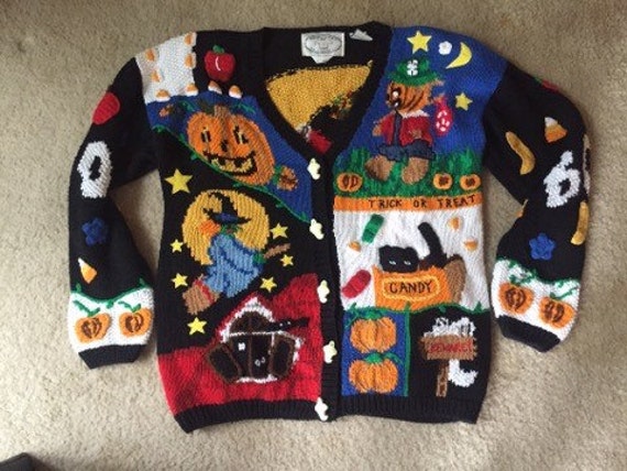 Halloween Cardigan Sweater with Glow in the Dark Ghost