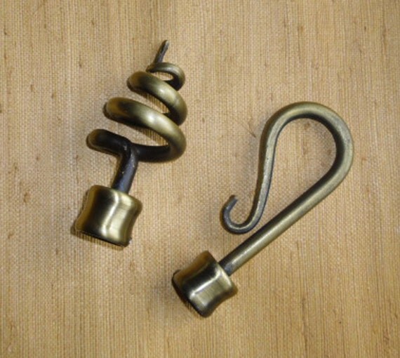 Wrought Iron Finials Antique Brass Hook or by YourArtsInspiration