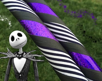 Nightmare Before Christmas Dance & Exercise Hula Hoop COLLAPSIBLE or Push Button purple black white stripe