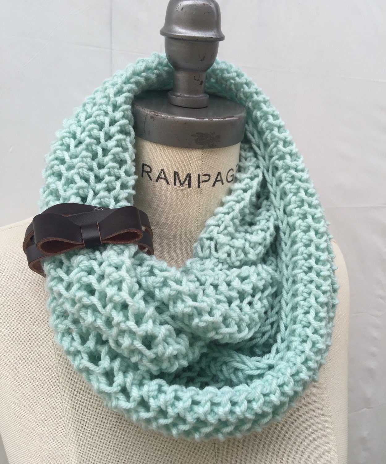 Best Selling item Items hand knit knitted Mint Green infinity