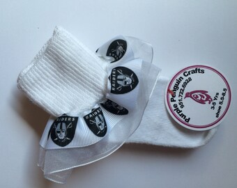 Super cute Raiders Ruffle Socks with option to add Bows