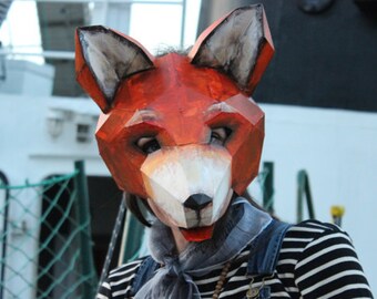 DIY Halloween mask , Fox mask, fox costume, rabbit mask, rabbit costume, animal mask, PDF Templates, Printable Mask