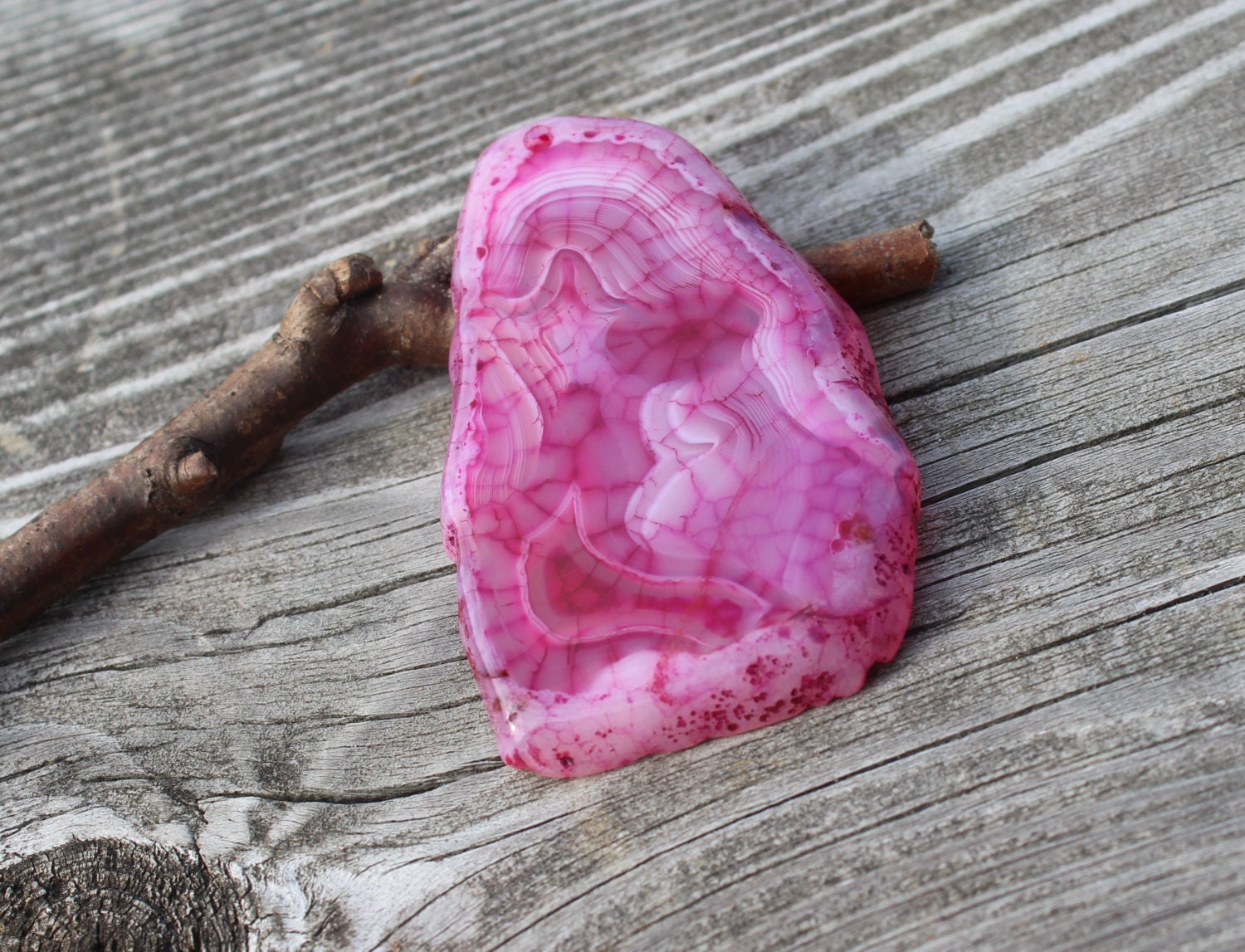 Pink Dragon Vein Agate Stone Slice Pendant J36