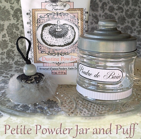 LAST One in this style Petite Bath Powder Jar SET Small