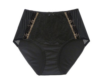 Black animal sheer mesh elastic waist panties zombies