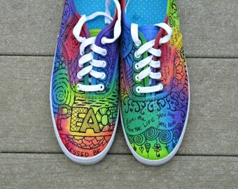 Zentangle sneakers, shoes, sneakers, custom sneakers, zentangle art, original art, OOAK, womens sneakers, handpainted, salon theme