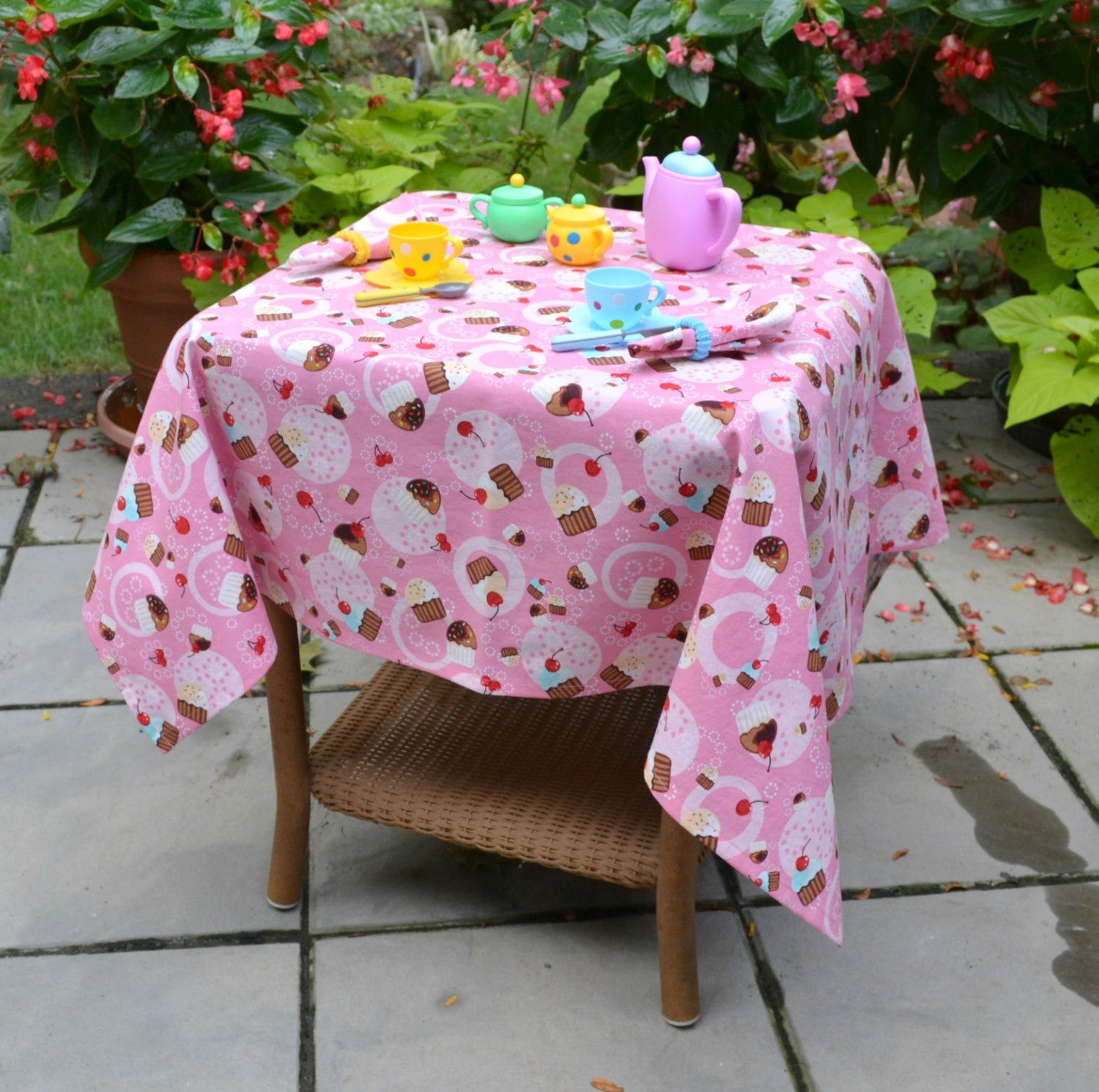 Toddler girl's tablecloth and napkins birthday gift