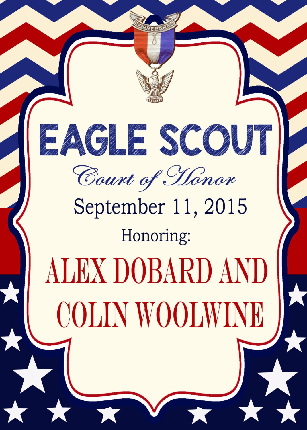 Eagle Scout Program Card Court of Honor Program Boy Scout