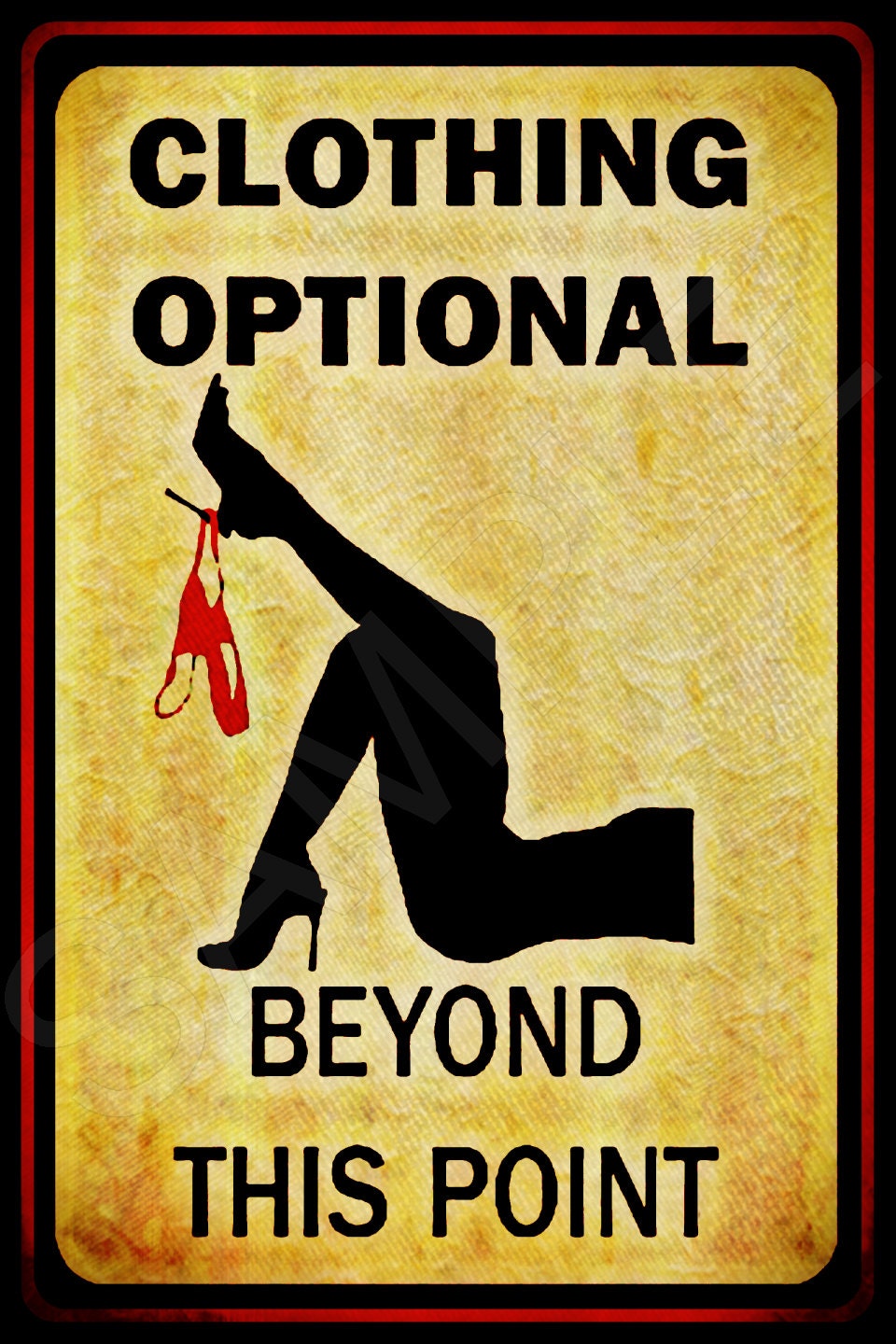 Clothing Optional Vivid Distressed All Weather 8x12 Metal Sign