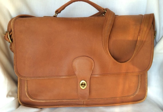 Vintage COACH NYC Briefcase Laptop Bag in British Tan Leather