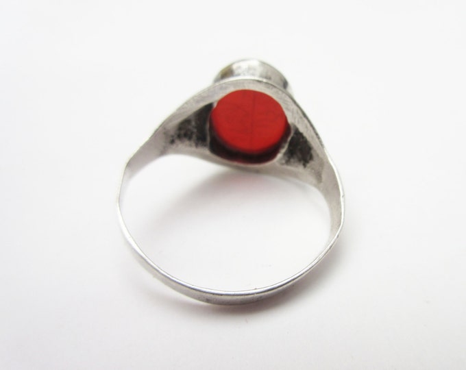 Carved carnelian ring silver Etched Calligraphy middle east size 10