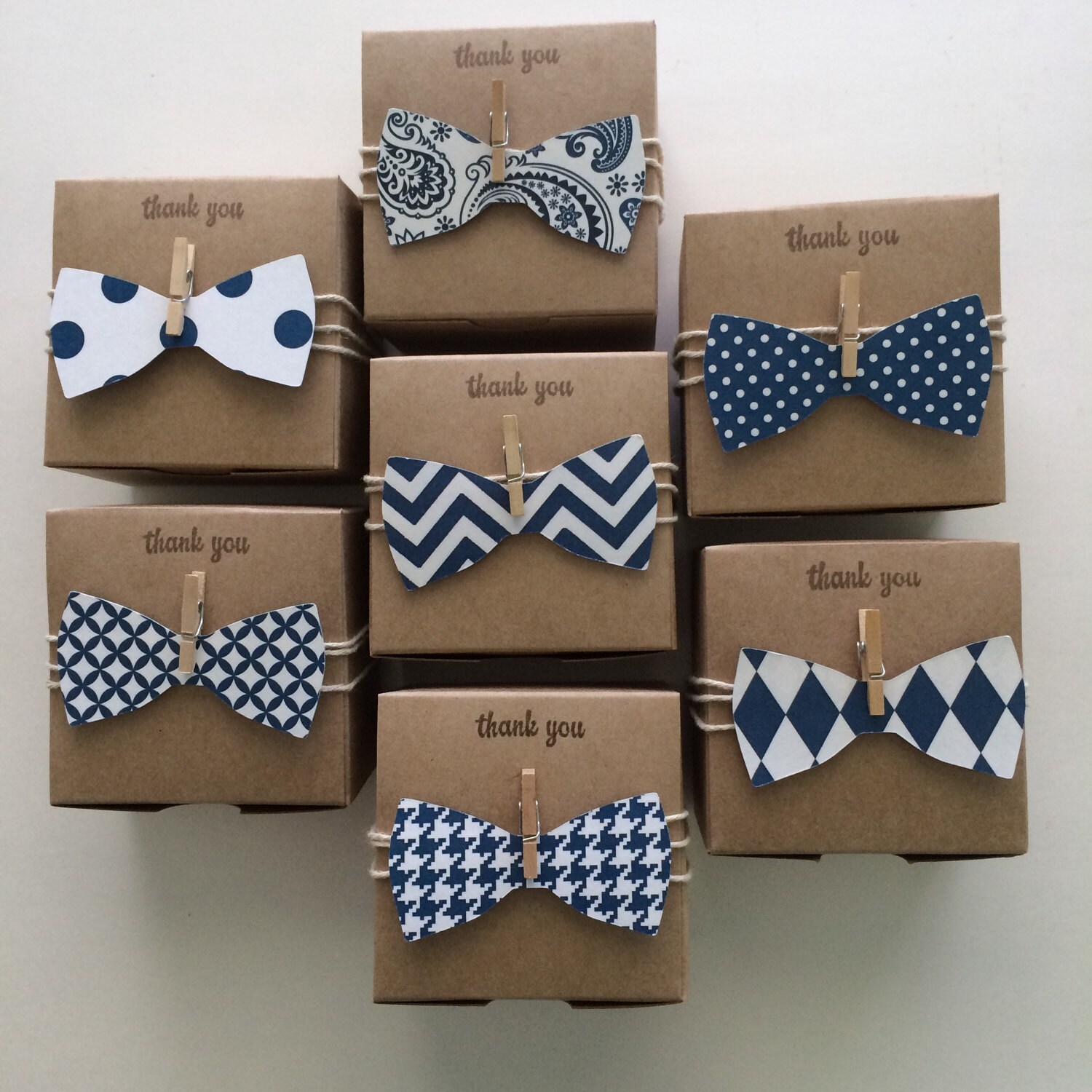 30 bow tie favor boxes Little Man Navy bow tie by TheLondonLoft