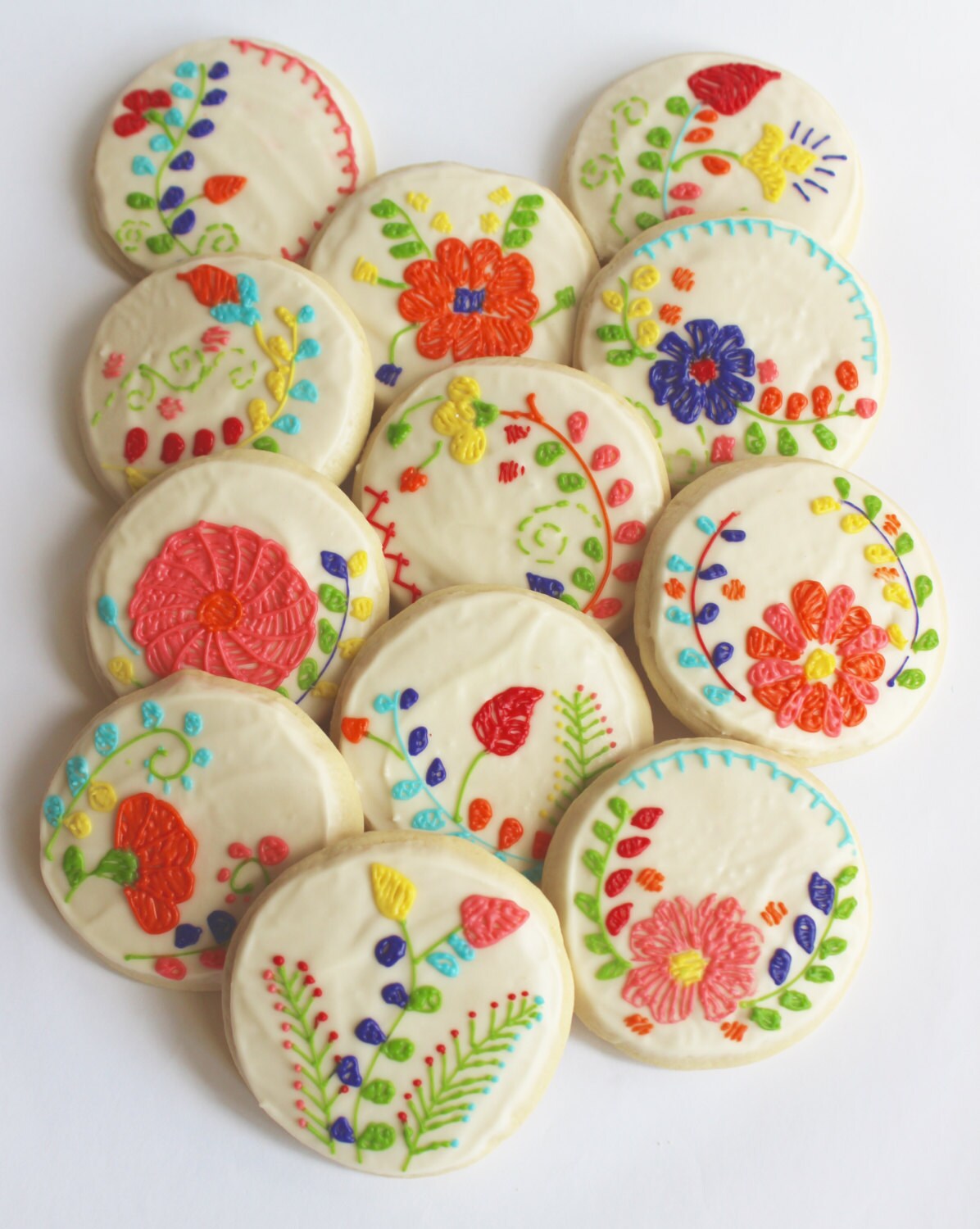 Mexican Embroidery / Floral Embroidery / Flower Sugar Cookies