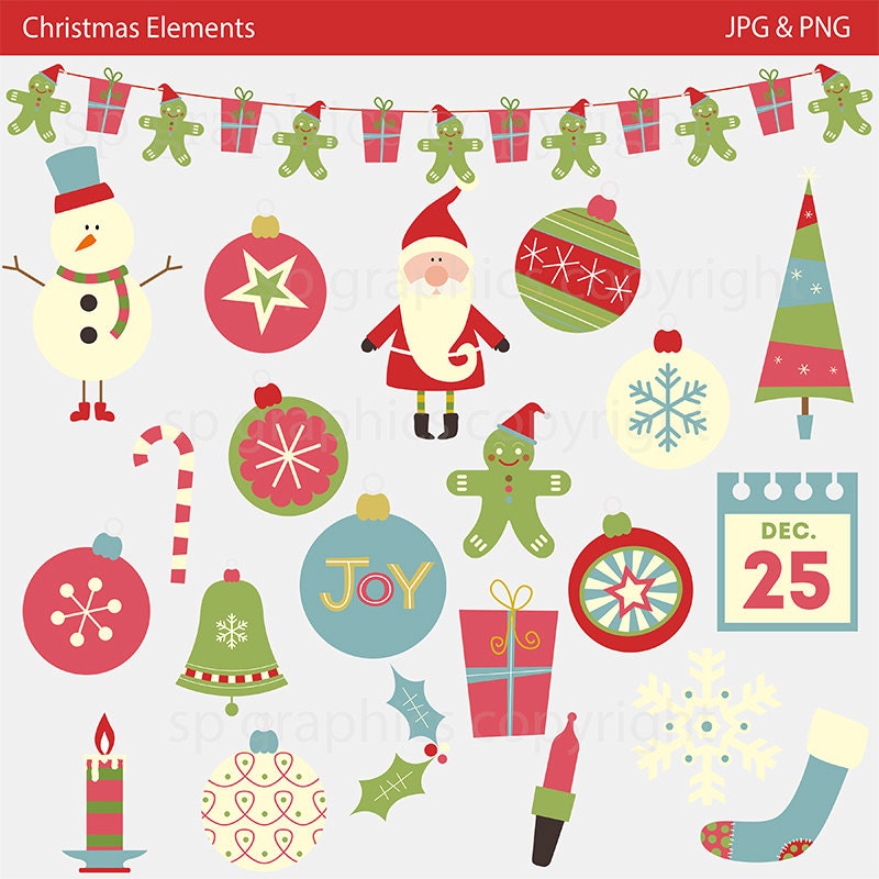Christmas Clipart Elements - digital clipart for cards, photography