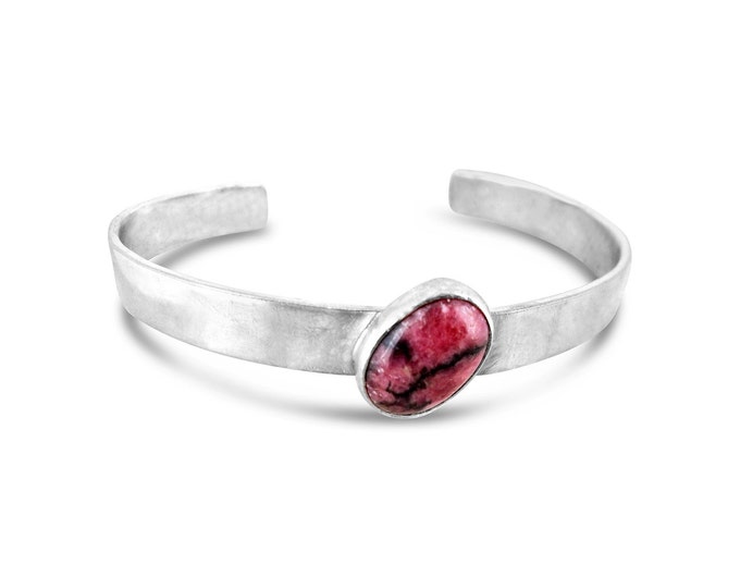 Rhodonite and Sterling Silver Bangle
