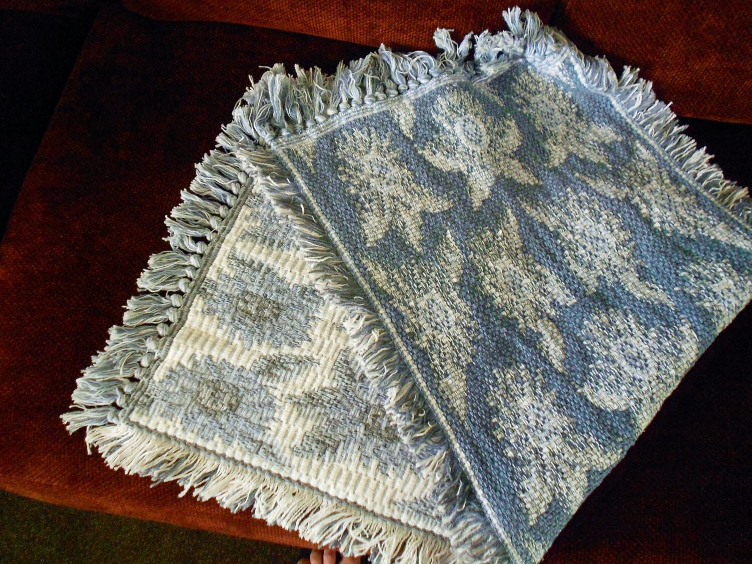 Table Runner Woven Table Dresser Scarf w/ Fringe by BreezyJunction