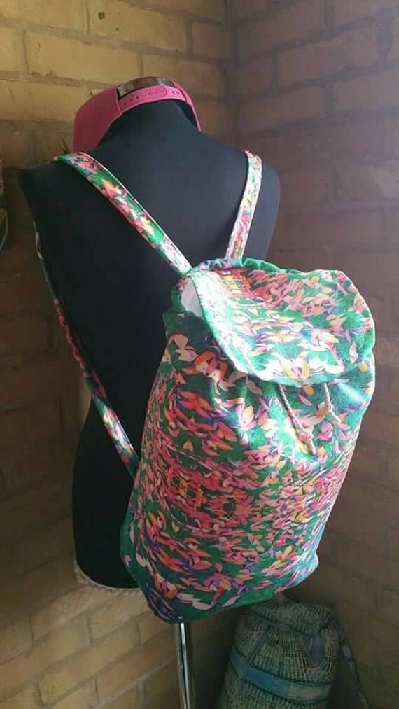 Backpack Autumn print Eco canvas 45 Recycled Size