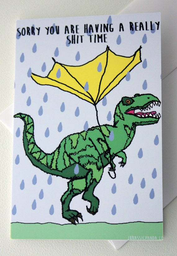 Dinosaur Card T Rex Card With Sympathy Card Get Well Soon