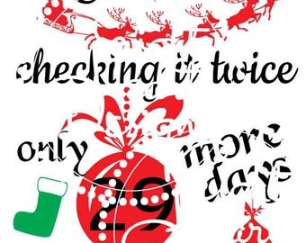 He's Making a List Santa Christmas SVG Vector Studio Design Wall ART Framed ART