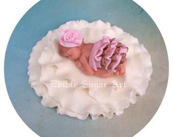 BABY SHOWER CAKE Fondant Cake Topper Baby girl edible cake