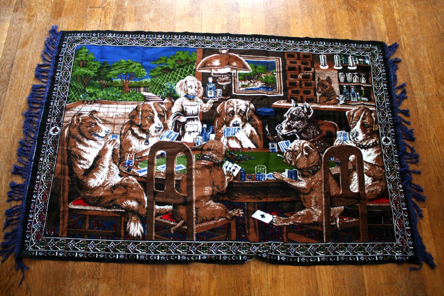 Dogs playing poker tapestry sale