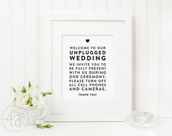 Unplugged Wedding Sign - 11x14, 8x10, or 5x7 - Digital File - Print at Home - INSTANT DOWNLOAD
