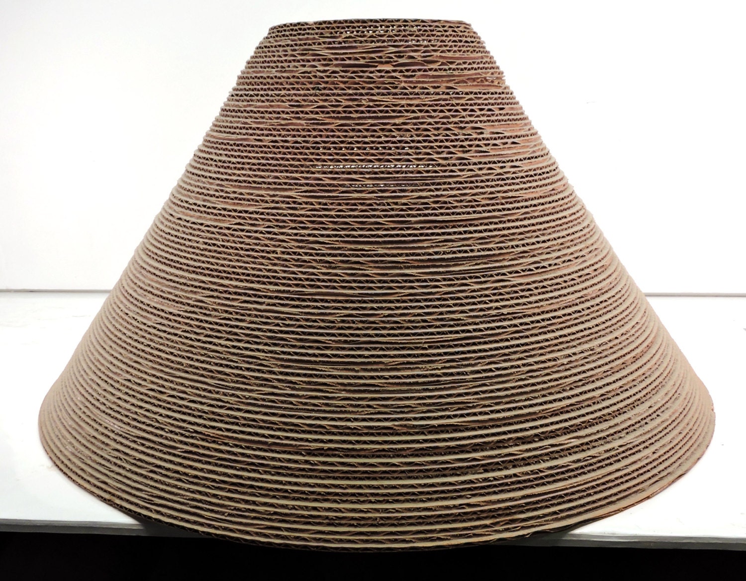 Cardboard Lamp Shade Vintage Mid Century Corrugated by