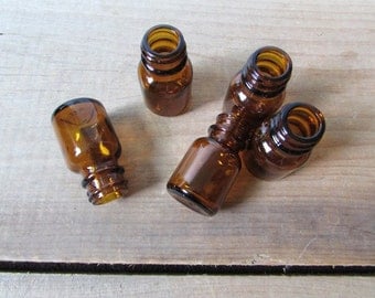 Amber Bottle Vintage Small Brown Bottle Apothecary or Perfume Bottle Wedding Favor NO CAP