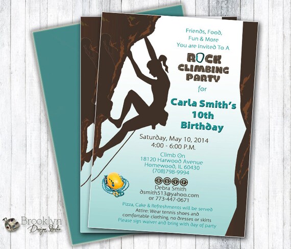 ROCK CLIMBING Girl customized printable birthday by SwankyBash