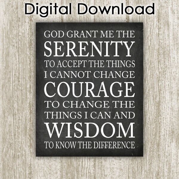 serenity prayer printable 8x10 instant download chalkboard