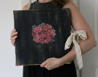 Handmade vintage style floral black wedding photo album | extra large photo album 12x12 inches - Made To Order