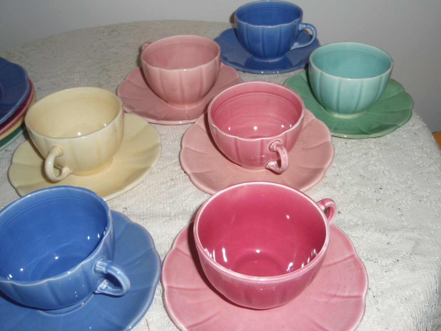 Seven Petalware Cups and saucers,W.S. Pattern,1940s