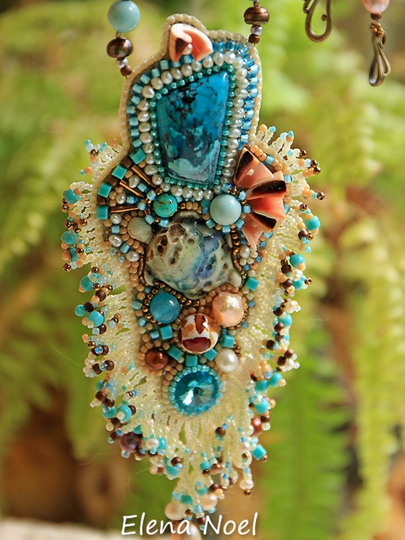 Coral reef. Necklace with a pearls and the ceramic by ElenNoel