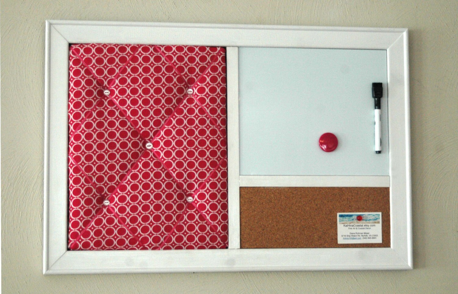 Pink French Memo Board Magnetic Whiteboard & by KaiHinaCoastal