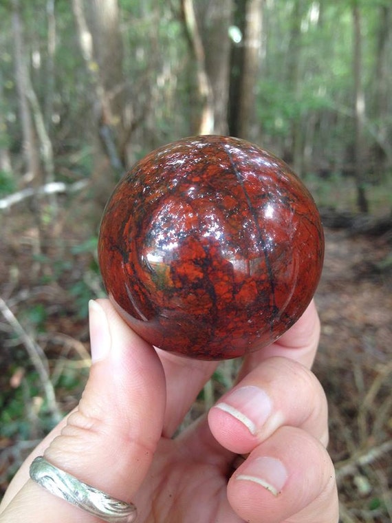 Brecciated Jasper crystal sphere with stand - infused with Love and Reiki