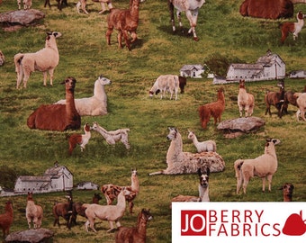 Llamas Fabric, Fabric with Llamas, Elizabeth's Studio, Quilt or Craft Fabric