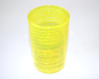 YELLOW SPIRAL GLASS, Hand Blown Glass Tumbler, Art Glass, Blown Glassware, Blown Drinking Glasses, Hand Blown Glass Art, Yellow Glassware
