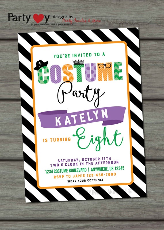 Costume Birthday Invitation Halloween Costume Party 2705