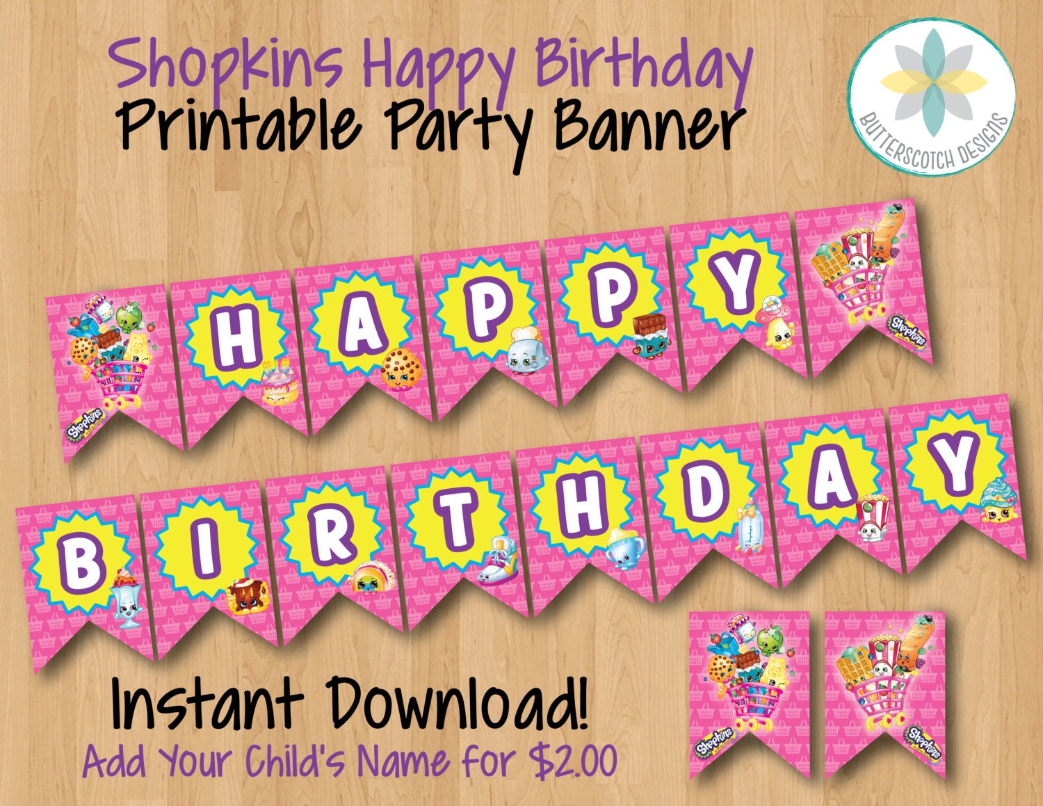 Shopkins Happy Birthday Banner Instant Download