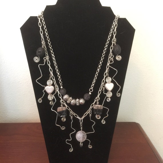 Double chain beaded necklace