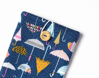 iPad Air 2 Case - iPad Cover - Custom Padded Tablet Sleeve for iPad 4, Kindle Fire - Rainbow Umbrellas on Blue