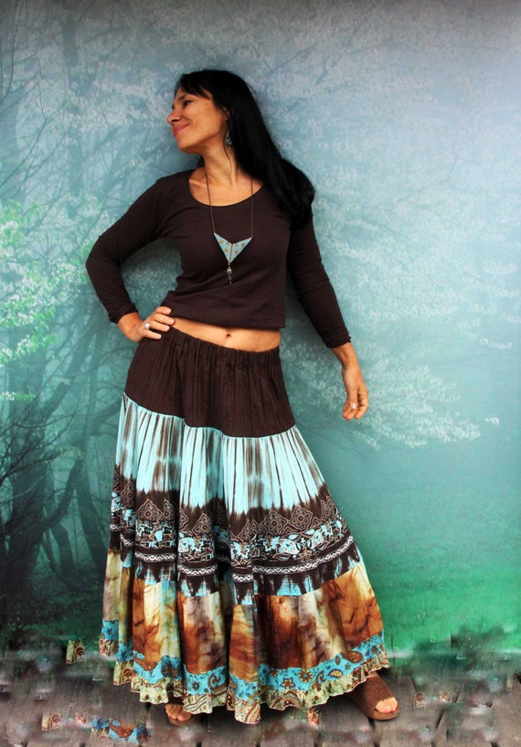 M-L Gypsy boho fantasy long and wide skirt